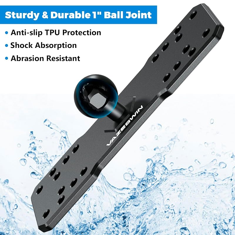 1" Ball Aluminum Alloy Fish Finder Mount, AMPS Rectangular Plate