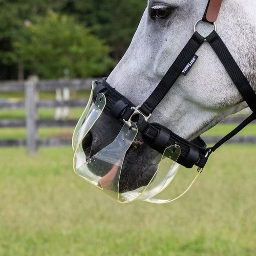 ThinLine Flexible Filly Grazing Muzzle | Lightweight Safe Comfortable Ventilated Equine Slow Feed Halter Mounting Clear Horse Mask, Cob/Horse, 2.5+ cm Hole