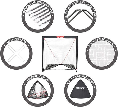 NET PLAYZ 4 x 4 x 4 Feet Lacrosse Goal Fast Install, Fiberglass Frame, Lightweight, Foldable, Portable, Carry Bag Included, Black,NOH445402021