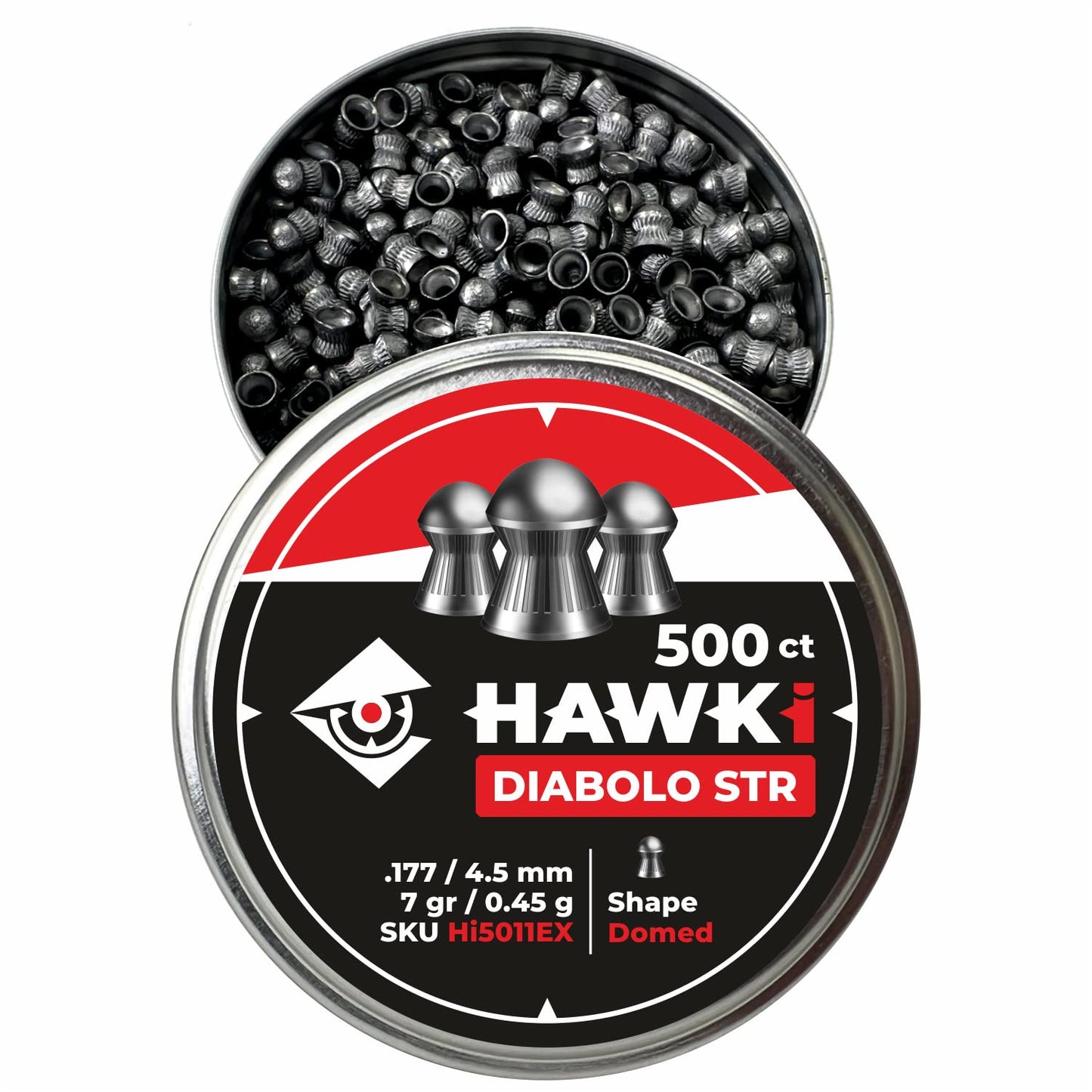Hawki Airgun Pellets -.177/4.5mm Caliber (7 gr/0.45 g) 500 ct Hi5011EX Domed
