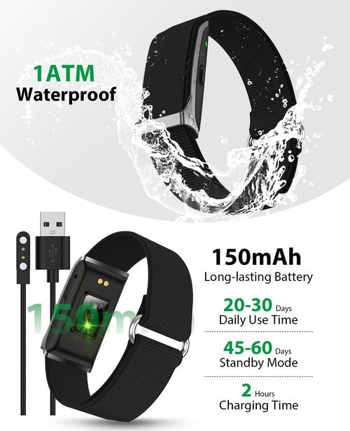 Smart Bracelet, Wearable Activity & Fitness Tracker Band, 24H Sleep Tracker, All-Day Continuous Heart Rate Blood Pressure Stress HRV Monitor, 120+ Sport Modes Smart Wristband with Free APP 2 Bands