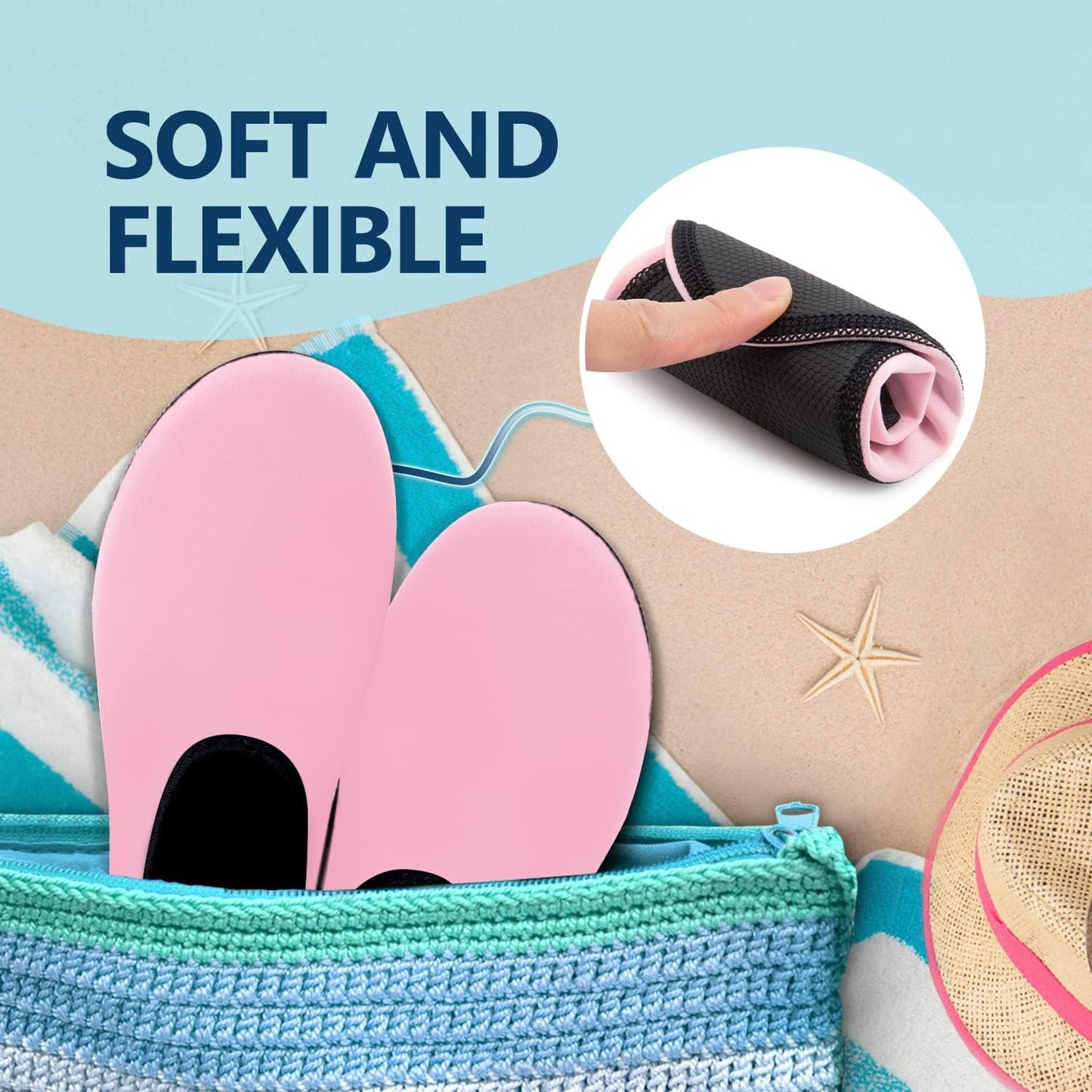 JACKSHIBO Water Shoes for Women Men Swim Shoes Water Socks for Cruise Essentials Swimming Aqua Beach Pool Yoga Surf
