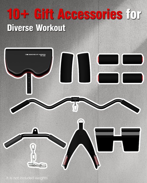 HARISON Home Gym - Full Body Workout Equipment, Exercise Equipment, Fitness Equipment, Multifunctional Home Gym Equipment for Home with Pulley System, Weight Bench, Rowing Machine
