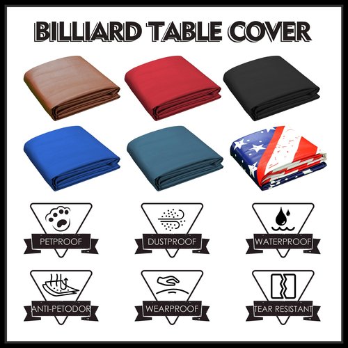 K-Musculo Pool Table Cover, Heavy Duty Leatherette Billiard Table Cover, Waterproof and Tearproof, 7/8/9 Foot Fitted(Black, 8FT)