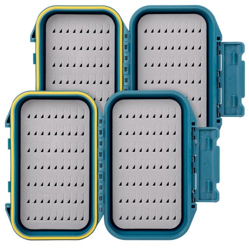 SF 2pcs Fly Fishing Box Small Peacock Blue Waterproof Double Sided Pocket Floatable Ice Fishing Jig Head