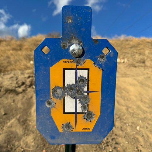 Atflbox AR500 Steel Target for Shooting, 1/2 inch Thick Metal Target with T-Post Target Hanger, High Caliber Torso Silhouette Metal Target for Precision Shooting (A- T7x12 inch with Target Hanger)