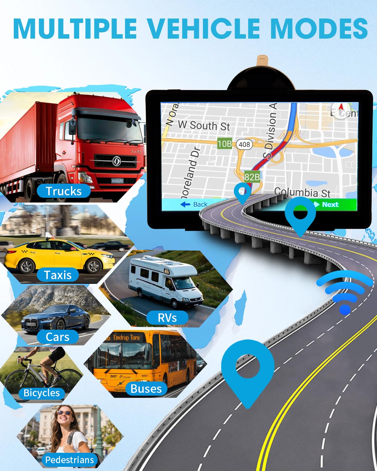 GPS Navigator for Car, 2026 Latest Map GPS for Car with 7'' Touchscreen, Free Lifetime Updates, Car Navigation with Voice Guidance, Speed & Red Light Warning for Truck RV Cars