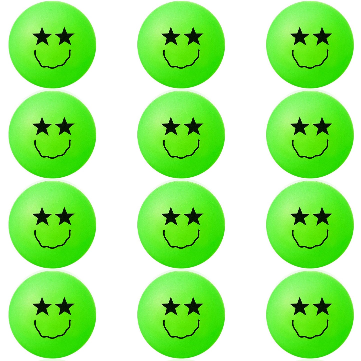 12 Pcs Glow in The Dark Table Tennis Balls Luminous Smile Face Table Tennis Balls for Outdoor Practice Night Party Games Goodie Bag Gift Cats Toys, The Longer Absorbs Light, The Longer Glows