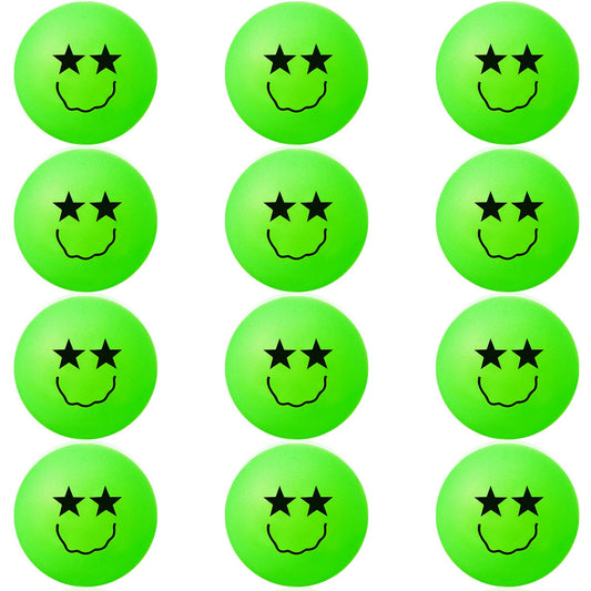 12 Pcs Glow in The Dark Table Tennis Balls Luminous Smile Face Table Tennis Balls for Outdoor Practice Night Party Games Goodie Bag Gift Cats Toys, The Longer Absorbs Light, The Longer Glows
