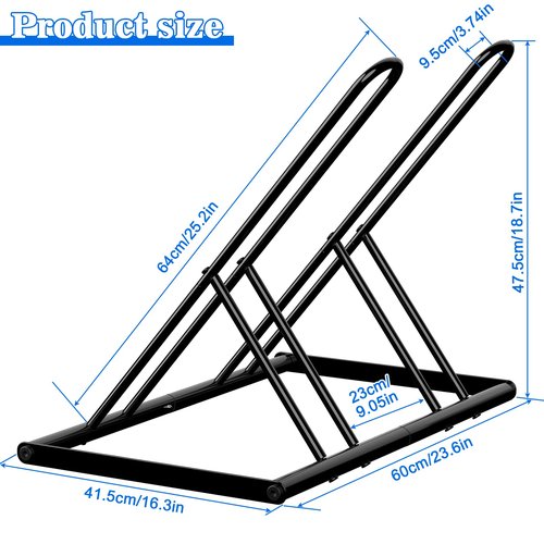 melos 2 Bike Rack, Parking Bike Stand, Outdoor For Mountain Floor Bike Rack, Heavy Duty For Bicycle Garage, Space-Saving Bicycle Holder For Home, Yard, Office, Black