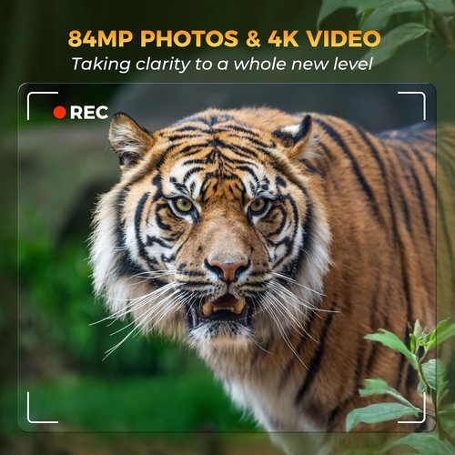 Trail Camera WiFi 84MP 4K, Game Camera with 8 Batteries and 32G SD Card, IP67 Waterproof, 130°Wide Angle, Trail Cam Sends Picture to Cell Phone Suitable for Outdoor Wildlife Detection