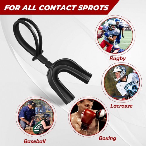 Dunzy 10 Pcs Strapped Mouth Guard Sports Moldable Strap Mouth Guard Football Mouthguard Adult Youth Mouthpiece Protector for Basketball Hockey Wrestling
