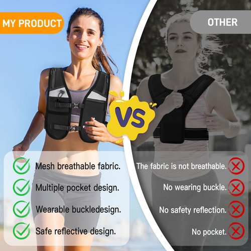 Running Vest for Men Women, Adjustable Chest Straps with Reflective Strips , Lightweight and Breathable Hydration Vest with Multiple Pockets for Phones and Water Bottles