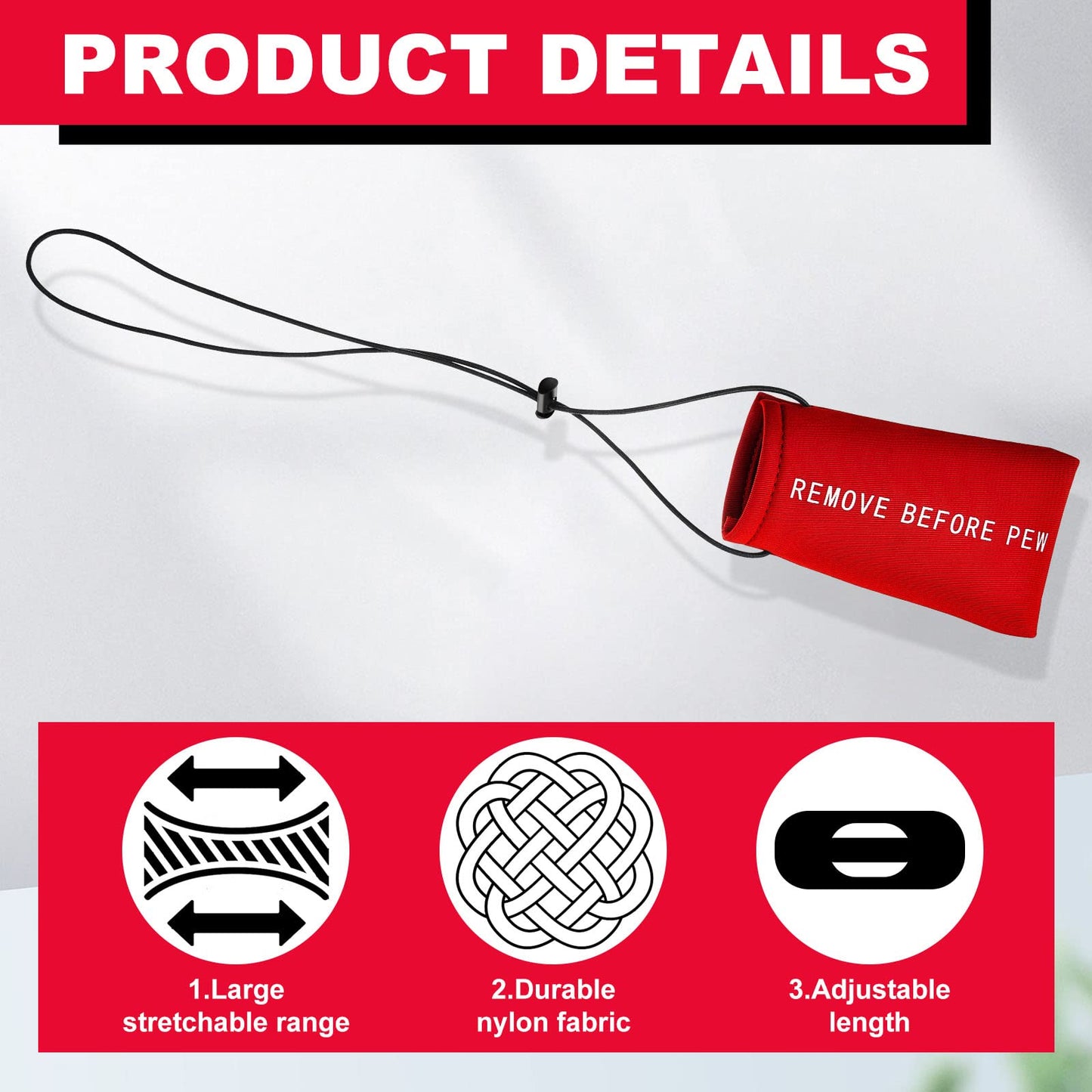 Riakrum 6 Pcs Airsoft Barrel Cover Paintball Barrel Cover with Elastic Bungee Cord for Airsoft and Paintball Markers Accessories, 5.51 x 3.15 Inch (Red)