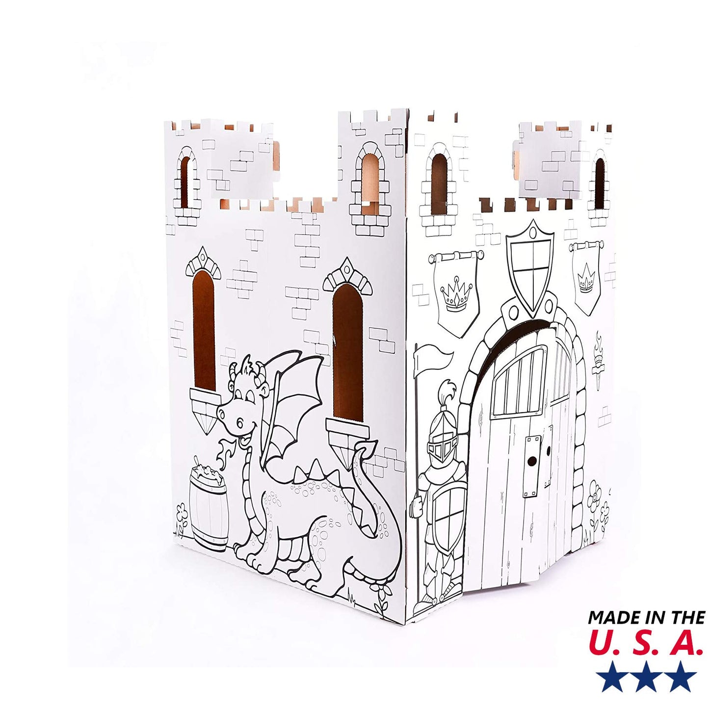 Easy Playhouse Cardboard Fairy Tale Castle - Kids Color & Draw Fort