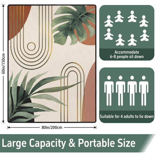 QXWREL Extra Large Picnic Outdoor Blanket 60''x80'' Waterproof and Sandproof Picnic Mat for Beach Foldable Camping Accessories for Grass Lawn Park