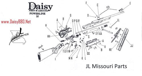 Daisy Powerline 880 881 35 7880 Rear Sight Elevation Ramp Plastic Elevator BB Air Rifle. JL Missouri Parts & Misc.