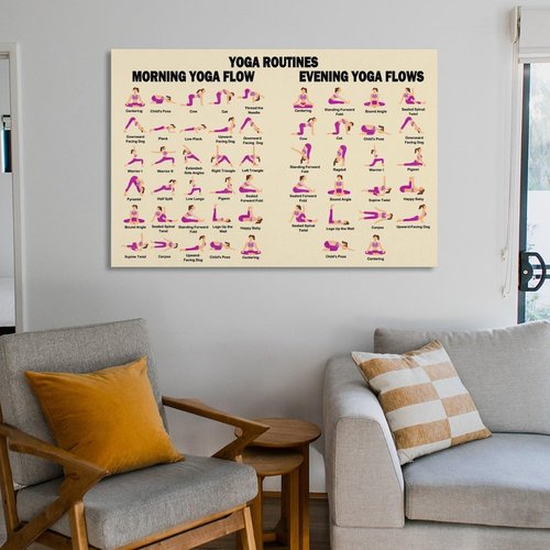FOLIUMK Yoga Poses Poster Yoga Beginner Workout Chart Home Fitness Decor12x18inch(30x45cm)