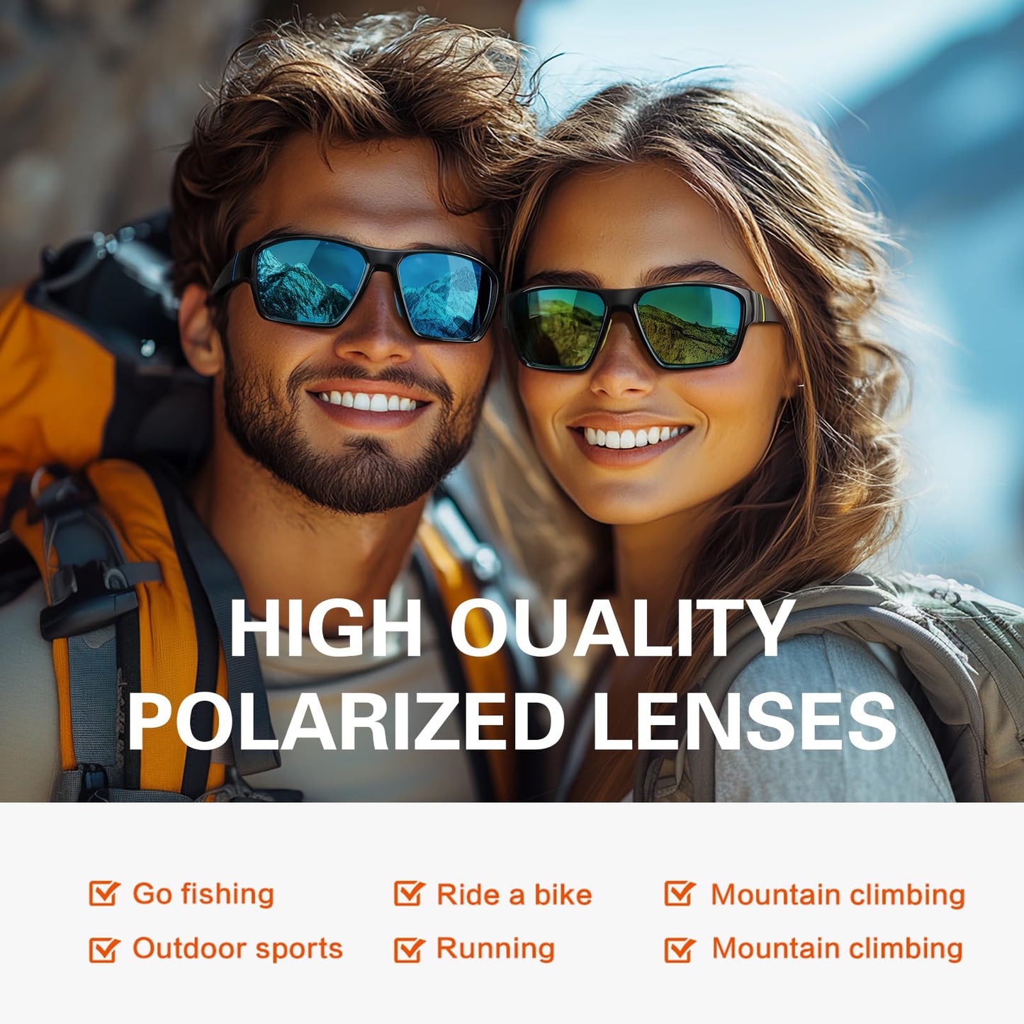 suoso UV400 Polarized Sports Sunglasses Men Women, Light TR90 Wrap