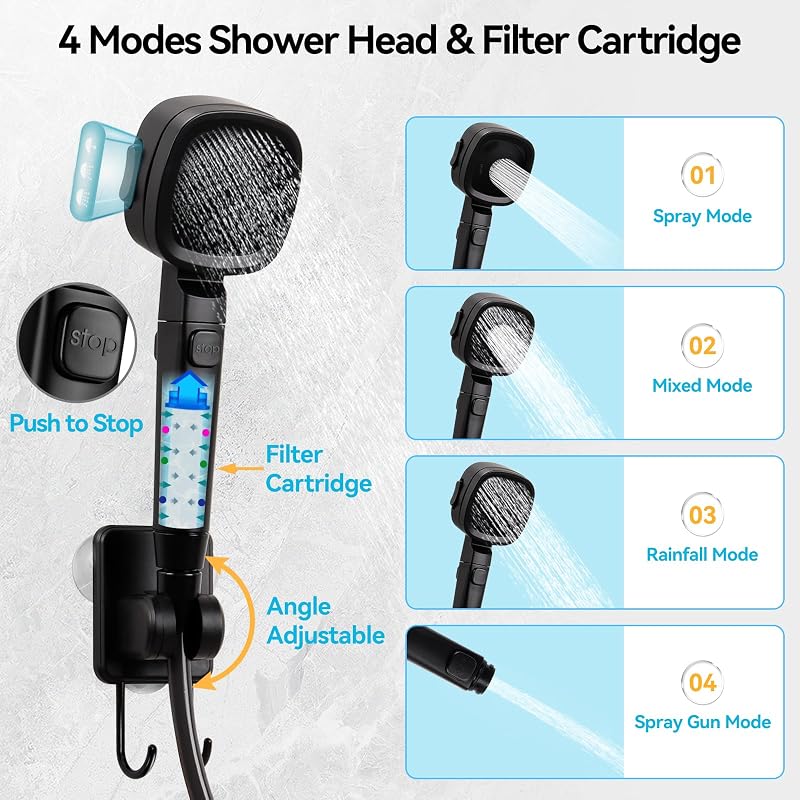 6000mAh Portable Camp Shower with 2000W Immersion Heater - USB-C Rechargeable Outdoor Shower Kit (Black)