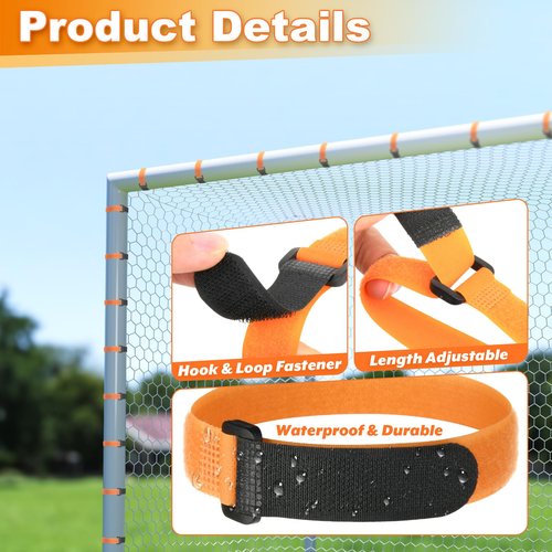 Cosmos 30 Pcs Soccer Goal Net Support Straps Attachment Strap Hook and Loop Fastening Ties for Holding Ball Placement Net to The Goal Posts Plant Trellis Support Ties for Outdoor Sport Soccer Training