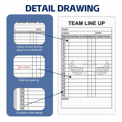 30 Baseball Lineup Cards with 4-Part Carbonless Copies, 4.53 x 7.87 Inch 16 Player Roster Sheets for Games, Softball Lineup Coaching Accessories for Coaches and Umpires