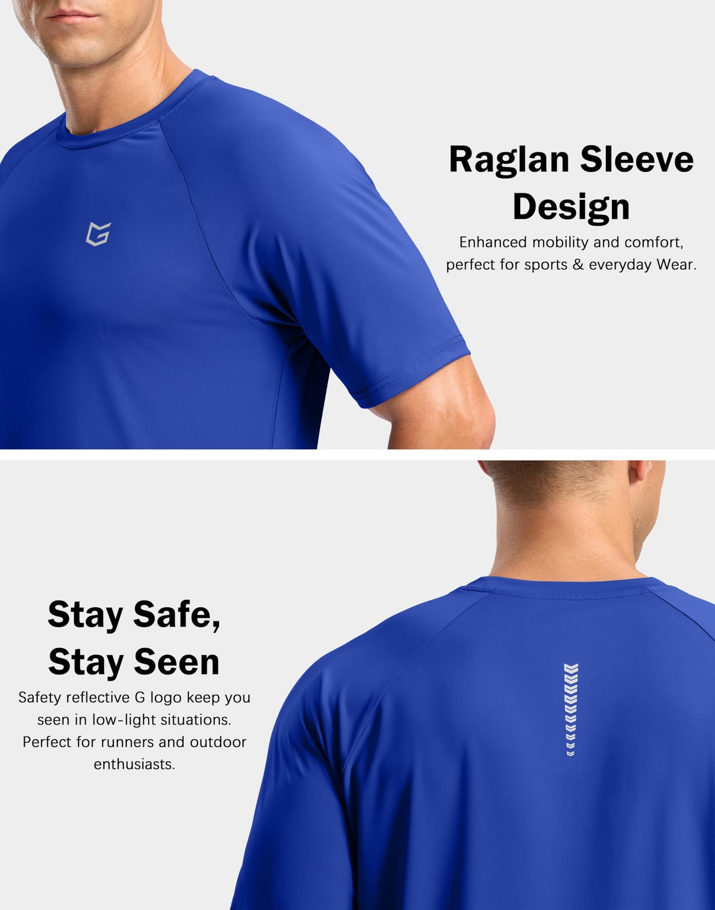 G Gradual Men's Athletic Workout T-Shirts Moisture Wicking Cooling Running Shirts Short Sleeve Performance Tee for Gym Tennis(Royal Blue,S)