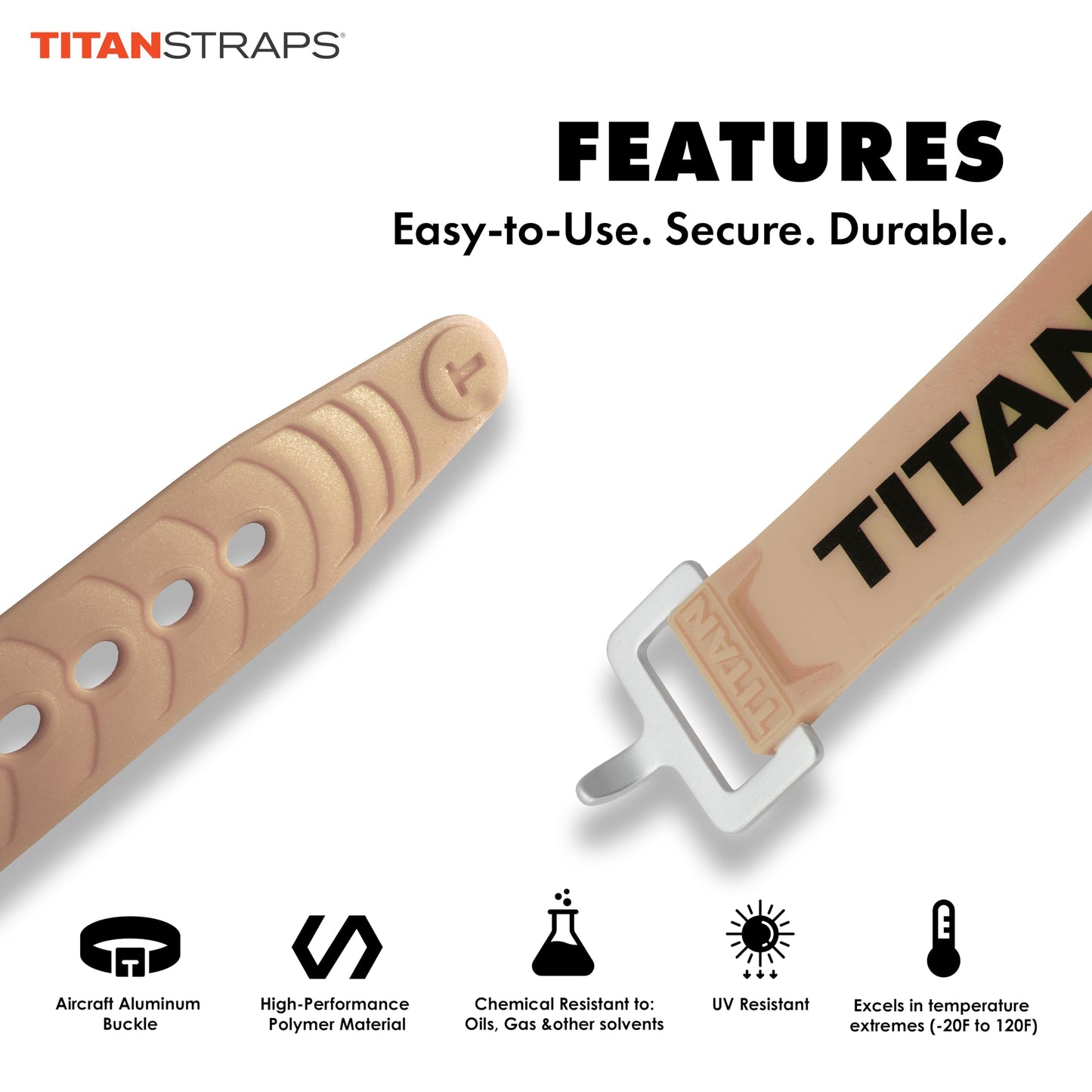 Titan Industrial Straps – Strong & Simple Tie-Downs for Construction (Welders, DIY Home) & 1st Responders – 3 Year Warranty, Batch Tested – 70 lb. Working Load, 25" Length, Black, 4-Pack