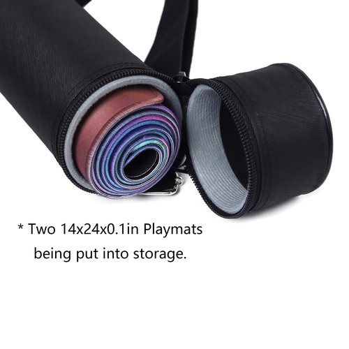 MTG Playmat Tube Case Storiage Bag PVC Hard Inner Tube Heavy Protection Anti-wear Waterproof Oxford Cloth Adjustable Shoulder Strap Fits 14in and 15in Playmats