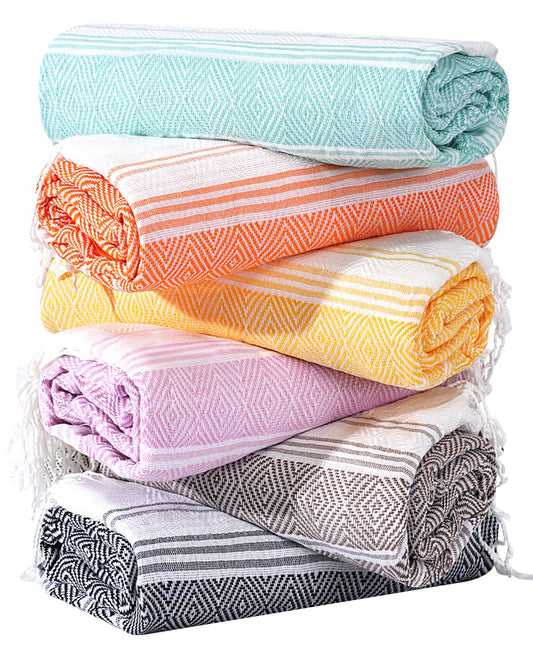 Genovega 6 Packs Oversized Turkish Beach Bath Towel Set Bulk 74"x38" Extra Large Sand Free Swim Quick Dry Camping Pool Clearance Towels Travel Blanket Adult Essentials