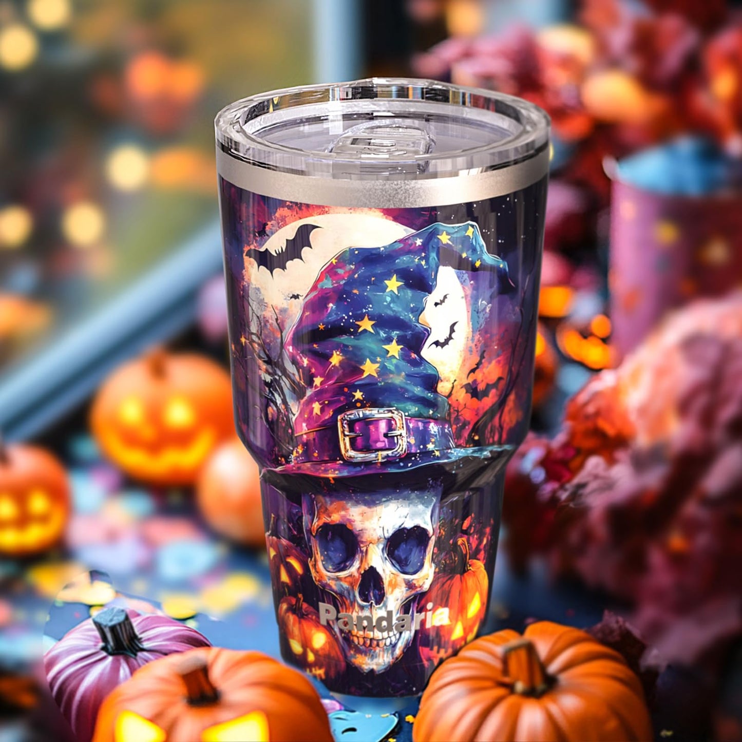 Pandaria 30 oz Holiday Pattern Leak Proof Tumbler with Straw | Stainless Steel Vacuum Insulated Tumbler | Double Wall Coated Water Cup | Cupholder Friendly Travel Coffee Mug | Ideal Gifts for MenWomen