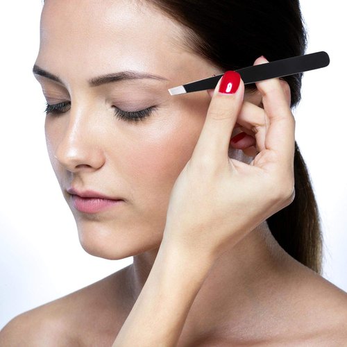 Mudder 12 Pcs Eyebrow Tweezers Set for Facial Hair Stainless Steel Slanted Tip Tweezers in Bulk for Men and Women(12 Pcs,Black)