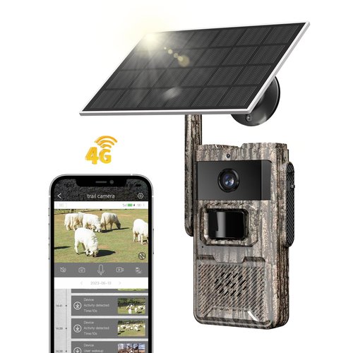 Trail Camera Unlimited Data Plan Cellular Trail Cameras 2K Live Feed 4G Game Camera Built in SIM Card Trail Cameras with Night Vision Motion Activated Waterproof IP66 Solar Cellular Security Camera