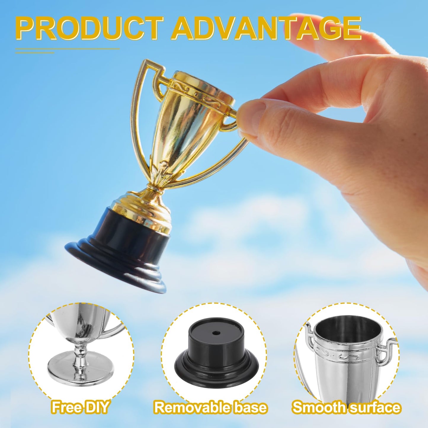 PATIKIL 3.22 Inch Mini Trophies, 12 Pcs Silver Award Trophy Cups Plastic Small Silver Trophies Award for Sports Tournament Competitions Party Favors Props Winning