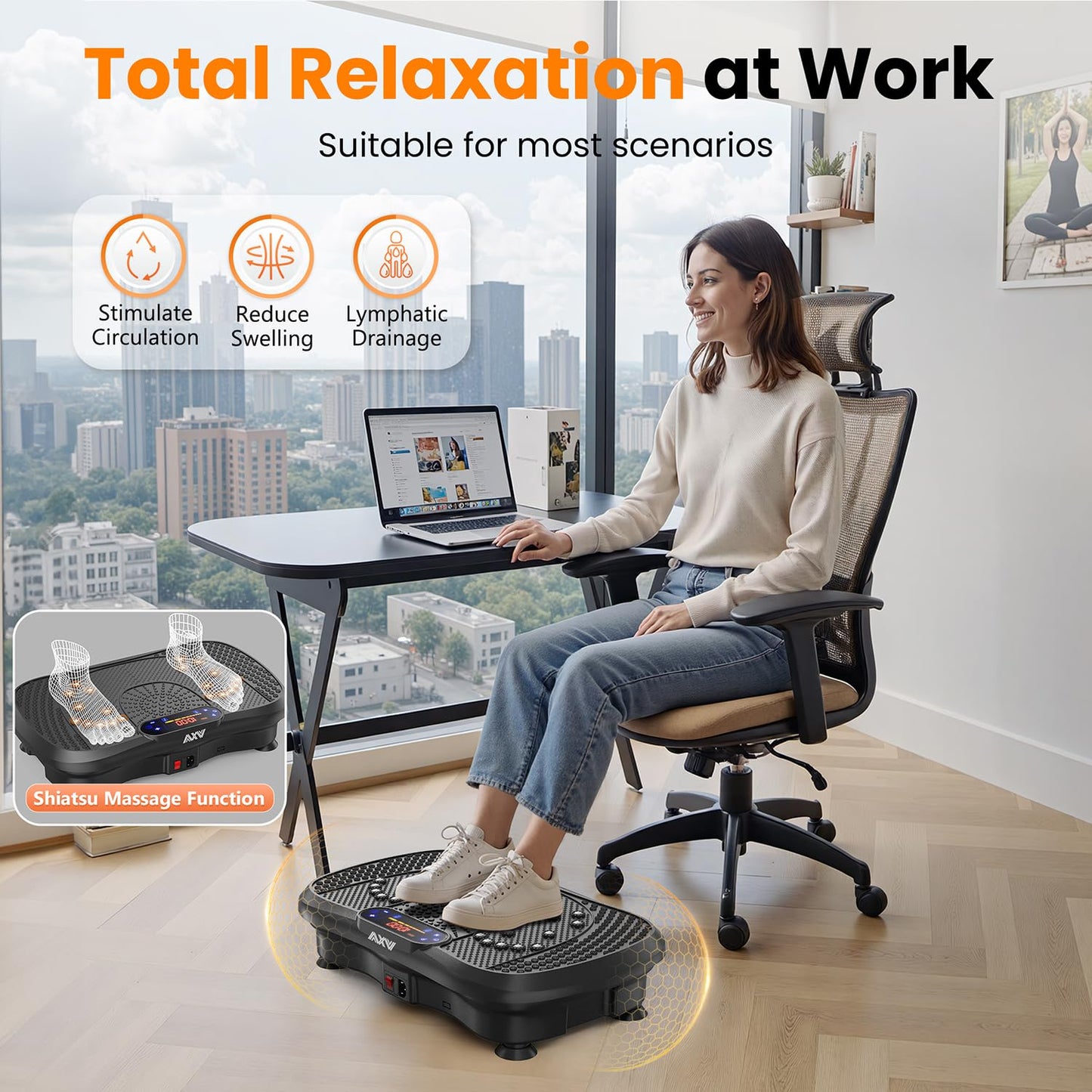 AXV Vibration Plate Fitness Platform Exercise Machine Vibrating Shaking Full Body Shaker Workout Vibrate Stand Shake Board Sport for Weight Loss Fat Burner for Gym Home Office