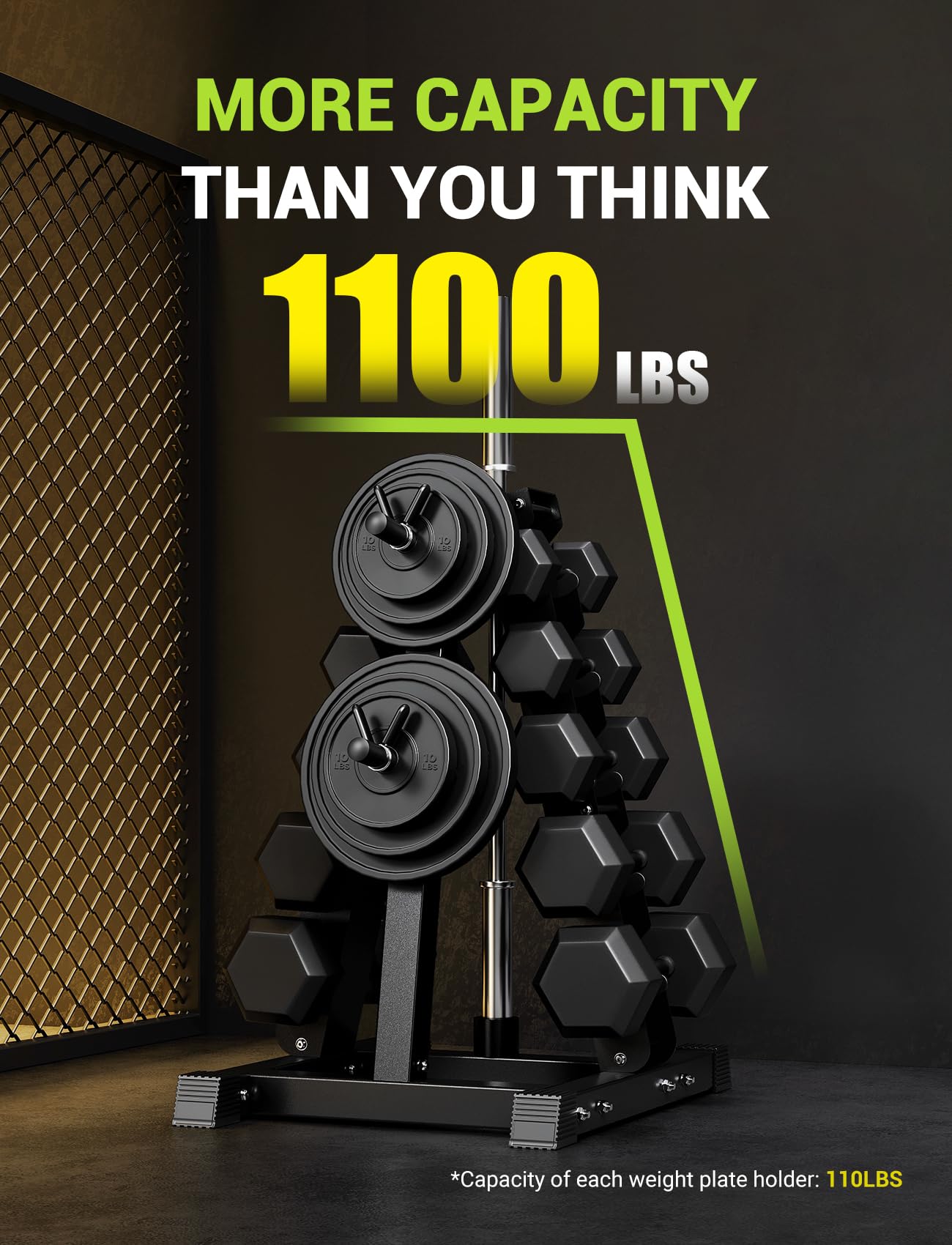 YOLEO 5-Tier A-Frame Dumbbell Rack Stand, Heavy-Duty 3-in-1 Weight Rack for Dumbbells, Barbells & Plates, Space-Saving Home Gym Organizer, 1100LBS Capacity, 19.5"x24.6"x30.7" (Rack Only)