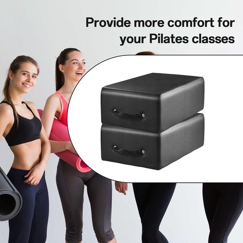 Pilates Box for Reformer,Pilates Reformer Machine/Home Use Pilates Bed 25.6x16.5x7.9 in Premium PU and Wood Pilates Sitting Box for Exercises That Improve Range of Motion and Flexibility(Black)