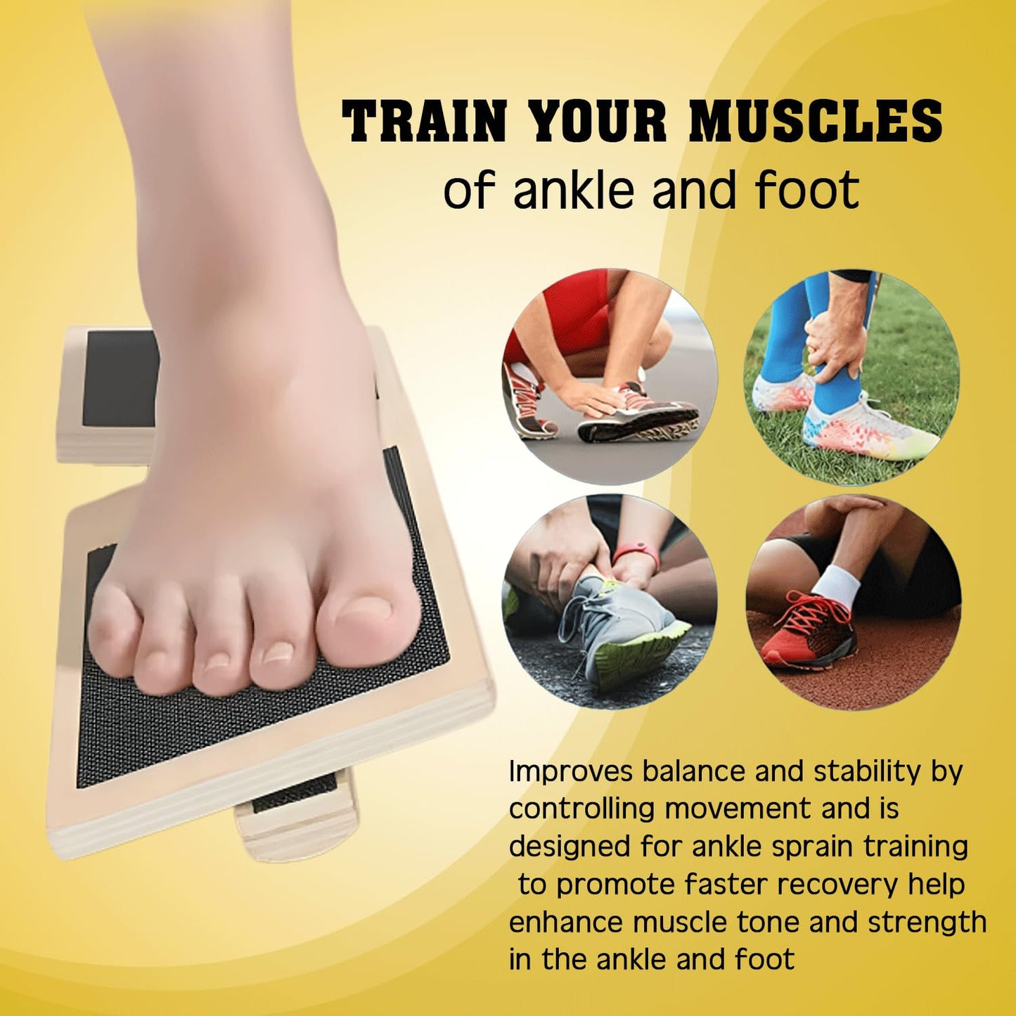 Ankle Balance Board for Sprained Exerciser, Adjustable Single Leg Balance Board for Plantar Fasciitis Relief, Foot Strengthener with Ankle Compression Sleeves, Ankle Strengthener for Home Gym Therapy