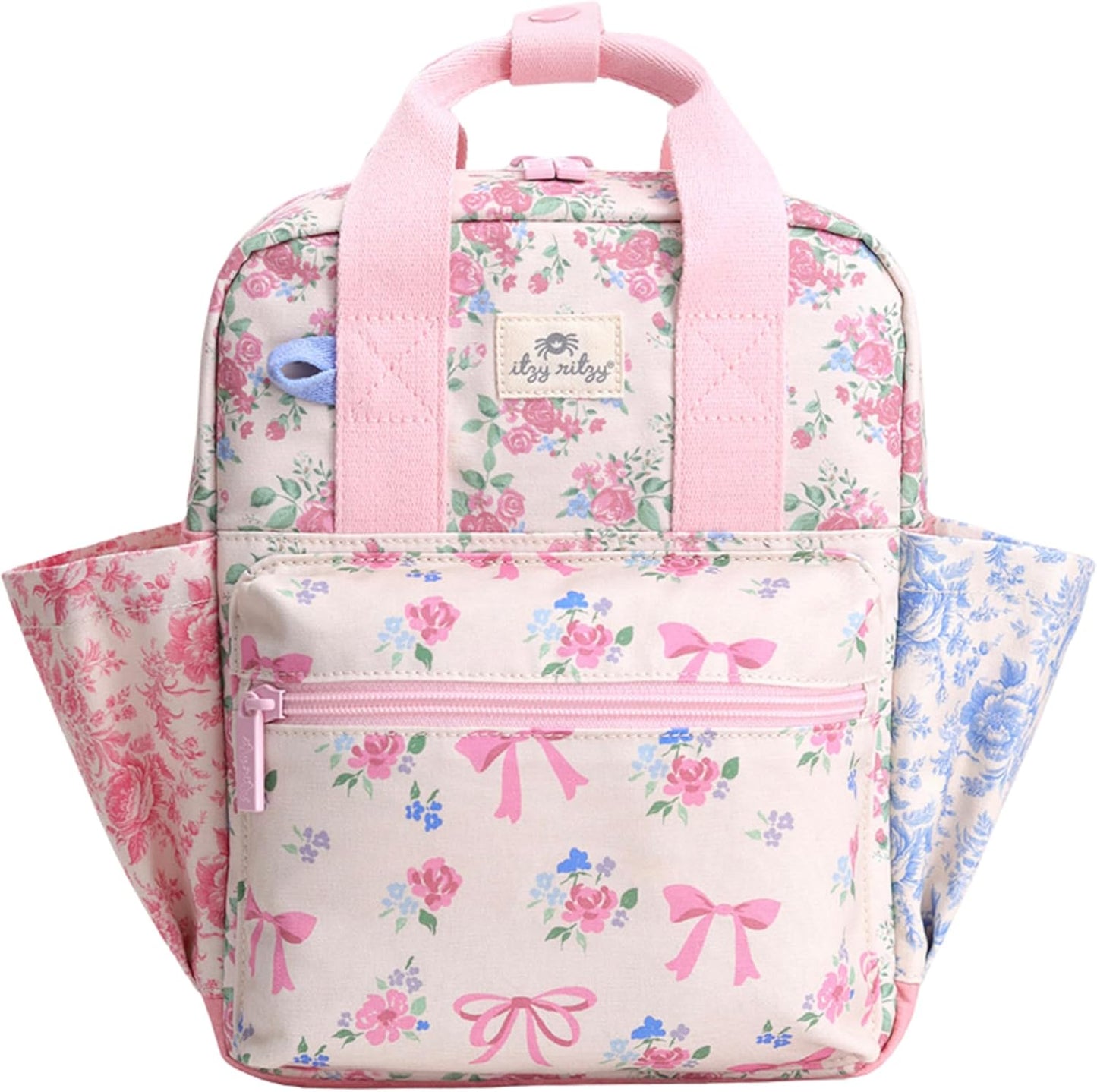 Itzy Ritzy Toddler Backpack - Daycare Bag - Features Adjustable Shoulder Straps, 2 Side Pockets & Spacious Interior with Wipeable Fabric Lining & Name Label, Strawberry Backpack