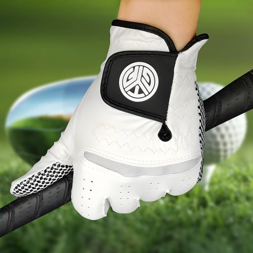 DUFFOBAN Men’s Golf Gloves Left Hand for Right Handed Golfer, Leather Golf Gloves with Extra Grip Soft Fit Breathable Comfortable White Golf Glove, XXX-Large
