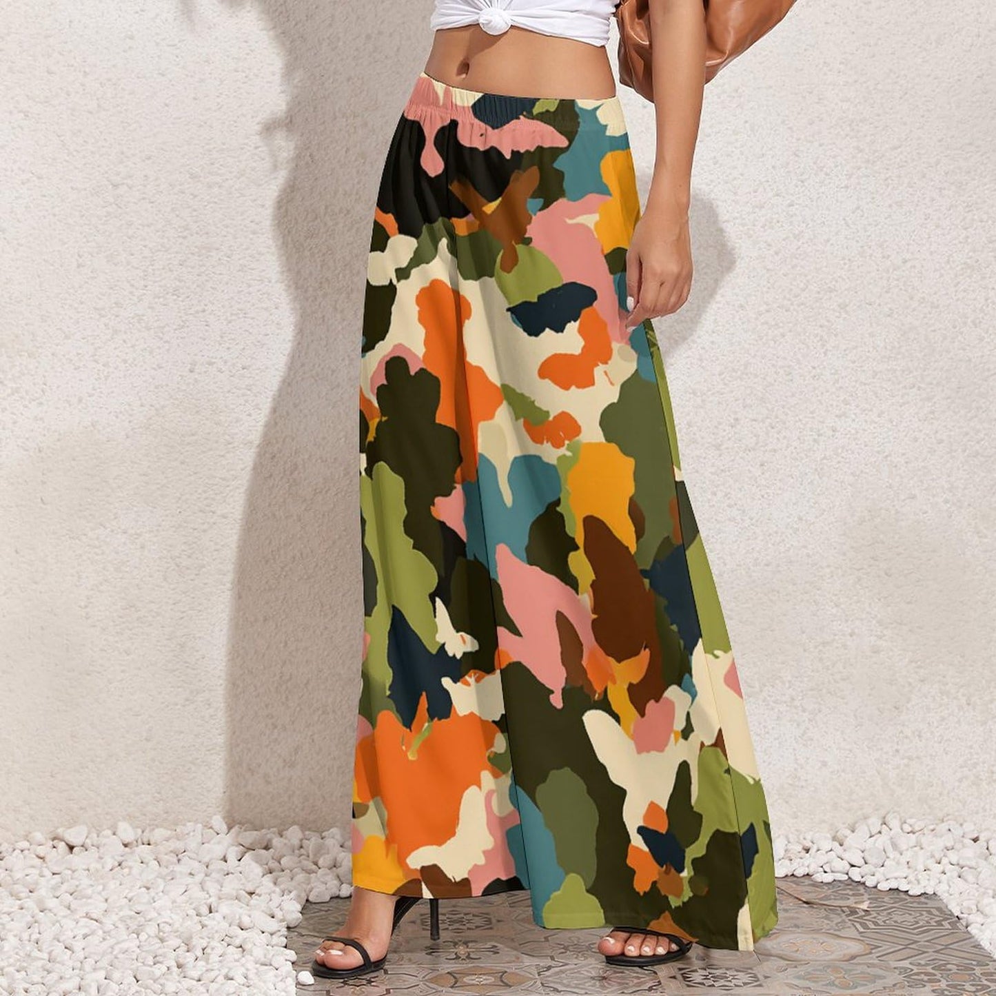 awodent Loose Camouflage Wide Leg Pants for Women High Waisted Sports Athletic Lounge Pants Summer Beach Yoga Sweatpants Plus Size Vacation Trouser 4XL