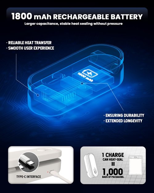 Mini Bag Sealer and Cutter, 1800mAh Rechargeable Chip Bag Sealer Handheld Heat Seal, 3 Heat Modes, Magnetic & Hanging Design, Portable Bag Sealing Machine for Heavy Duty Thick Plastic Snack Cookie Bag
