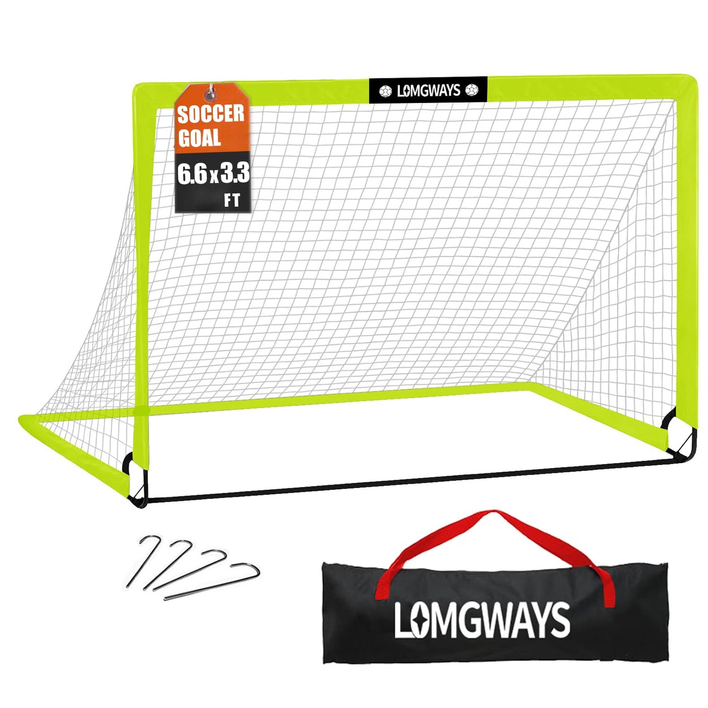 6.6x3.3 ft Portable Kids Soccer Goal with Carry Bag for Backyard