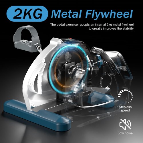 Portable Mini Exercise Bike - LCD Display, Arms and Physical Fitness, Low-Impact Workout - Valentine's Day Gift (Blue and White)