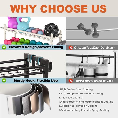 Dumbbell Rack, 5 Tier Heavy Duty Weight Racks with Wheels and Hooks, 500LBS Strength Training Storage Organizer Weight Stand, Tree Shape Home Gym Storage Dumbell Holder for Kettlebells,Yoga Mat