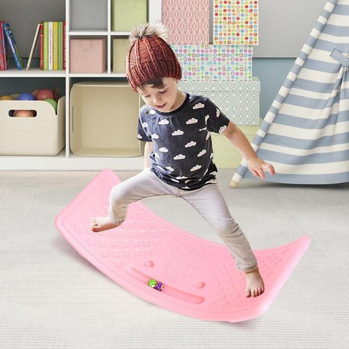 Wobble Board,Balance Board,2025 New Curved Rocking Seesaw Balance Boards Balance Popping Board Non Slip Sensory Training Balance Beam Equipment For 𝐁oys 𝐆irls, Hold Up To 25Kg For Indoor Use
