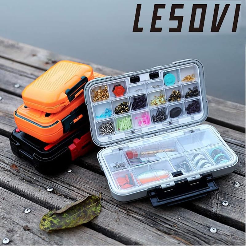 LESOVI C-Orange-L Waterproof Fishing Tackle Box Mini Organizer 12-30 Compartments