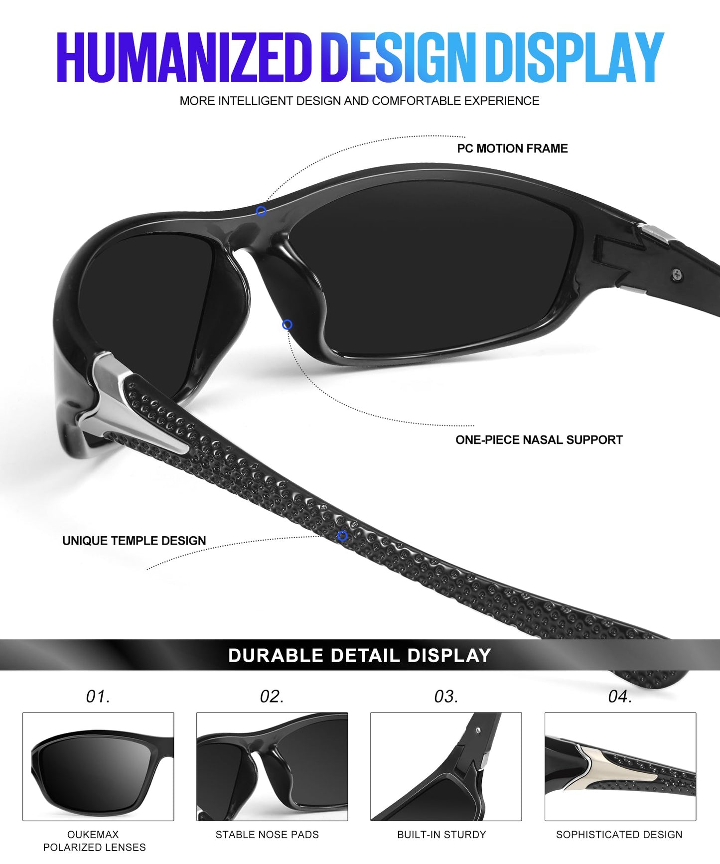 OUKEMAX Polarized Sunglasses-Men Sports Sunglasses: Mens Sunglasses Polarized Running Sun Glasses Driving Fishing 3 Packs