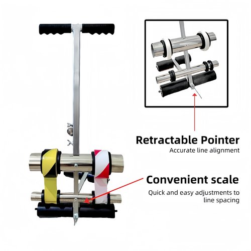 Court Line Tape Applicator Machine, Parking Lot Striping Machine, Basketball Court Line Marking Kit with 4 Rolls of Tape for Driveway Pickleball Court Road Warning, 1.6??11??Spacing