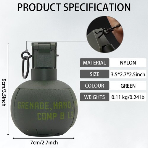 Disratw M67 Airsoft Grenade Toys 2Pcs Tactical Grenades Plastic CS Battle Game Toy with Pull Ring for Age 14+ (Green)